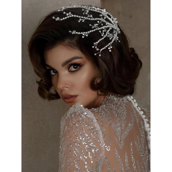 ?Women Silver Hair Comb Bridal Hair Pieces Bride Elegant Crystal Hair Clips